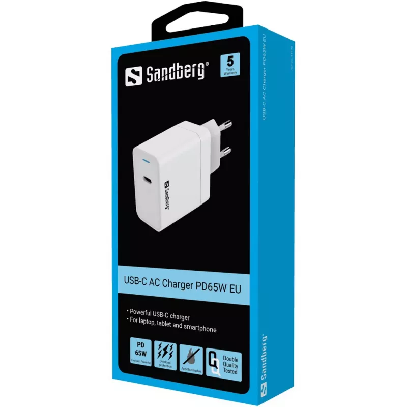 Ładowarka sieciowa Sandberg USB-C PD65W EU wewnętrzna uniwersalna biała