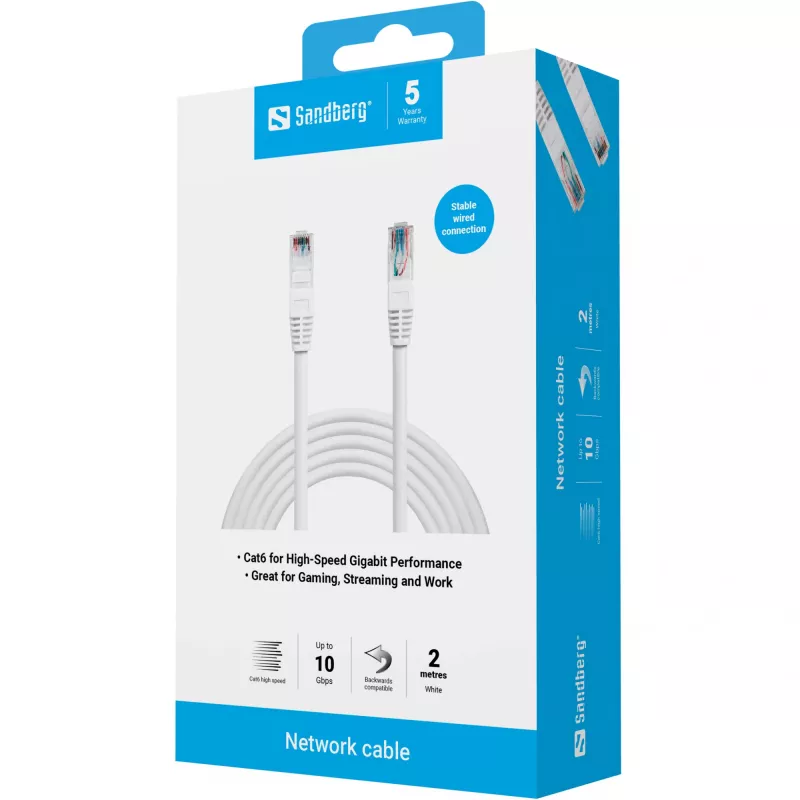 Kabel sieciowy Sandberg UTP Cat6 RJ-45 2m Biały
