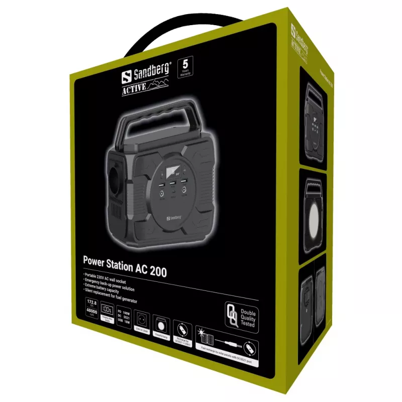 Przenośna bateria Sandberg Power Station AC 200, 48000 mAh