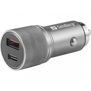 Sandberg Car Charger 1xQC3.0+1xUSB-C 48W, Auto, Cigar lighter, 12 V, Metallic