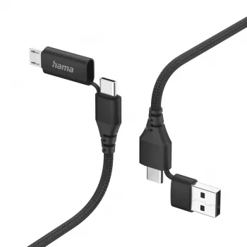 Hama 00201537 kabel USB USB 2.0 1,5 m USB A/USB C USB C/Micro-USB B Czarny