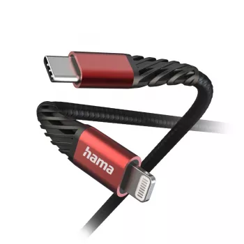 Hama Extreme Lightning to USB C kabel 1.5m 3A Czarny czerwony