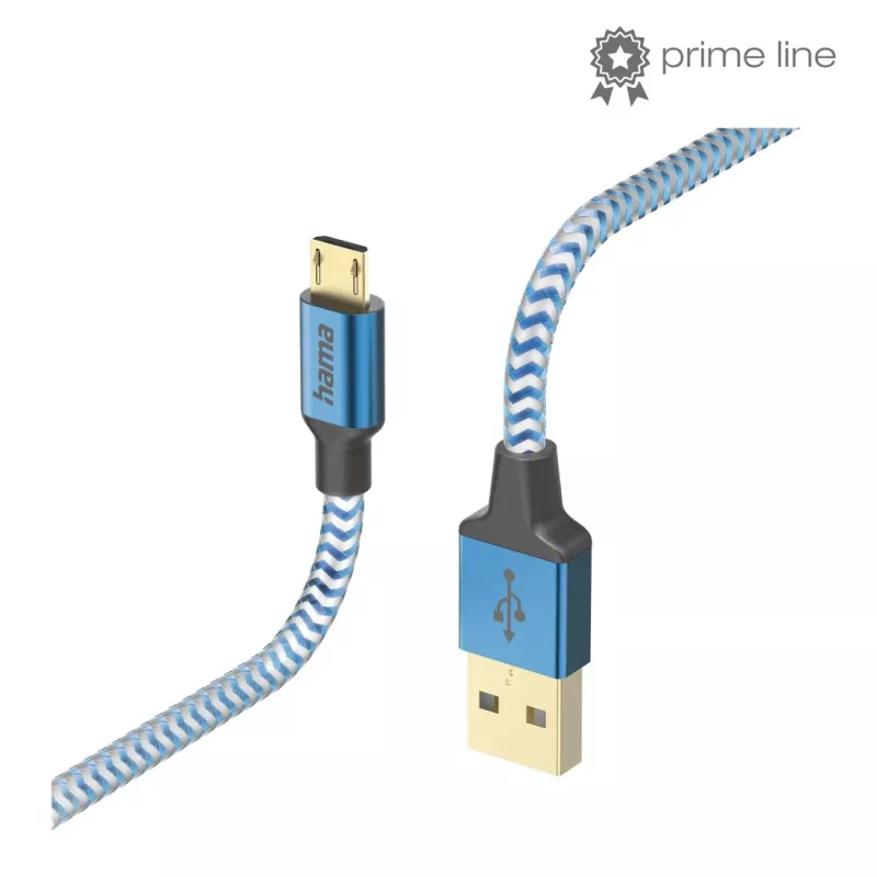 Kabel USB Hama Reflective USB 2.0 1,5 m USB A Micro-USB B Niebieski