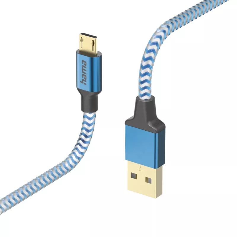Kabel USB Hama Reflective USB 2.0 1,5 m USB A Micro-USB B Niebieski