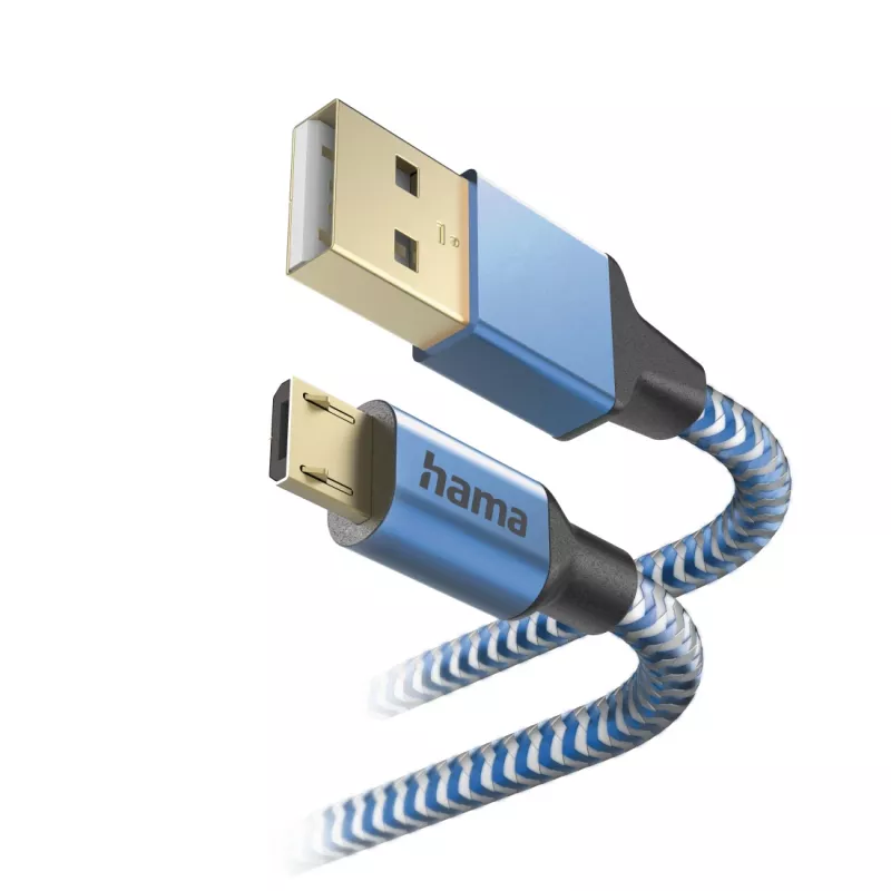 Kabel USB Hama Reflective USB 2.0 1,5 m USB A Micro-USB B Niebieski