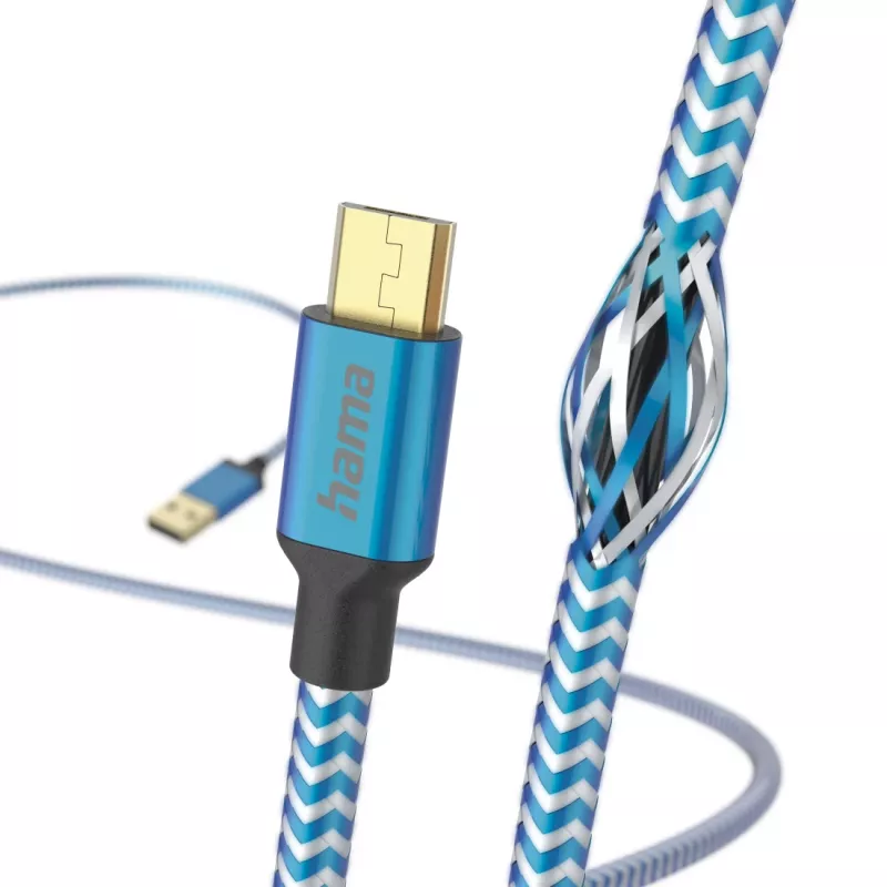 Kabel USB Hama Reflective USB 2.0 1,5 m USB A Micro-USB B Niebieski