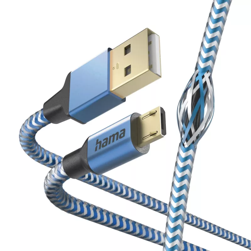 Kabel USB Hama Reflective USB 2.0 1,5 m USB A Micro-USB B Niebieski