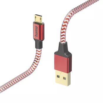 Hama Reflective kabel USB USB 2.0 1,5 m USB A Micro-USB B Czerwony
