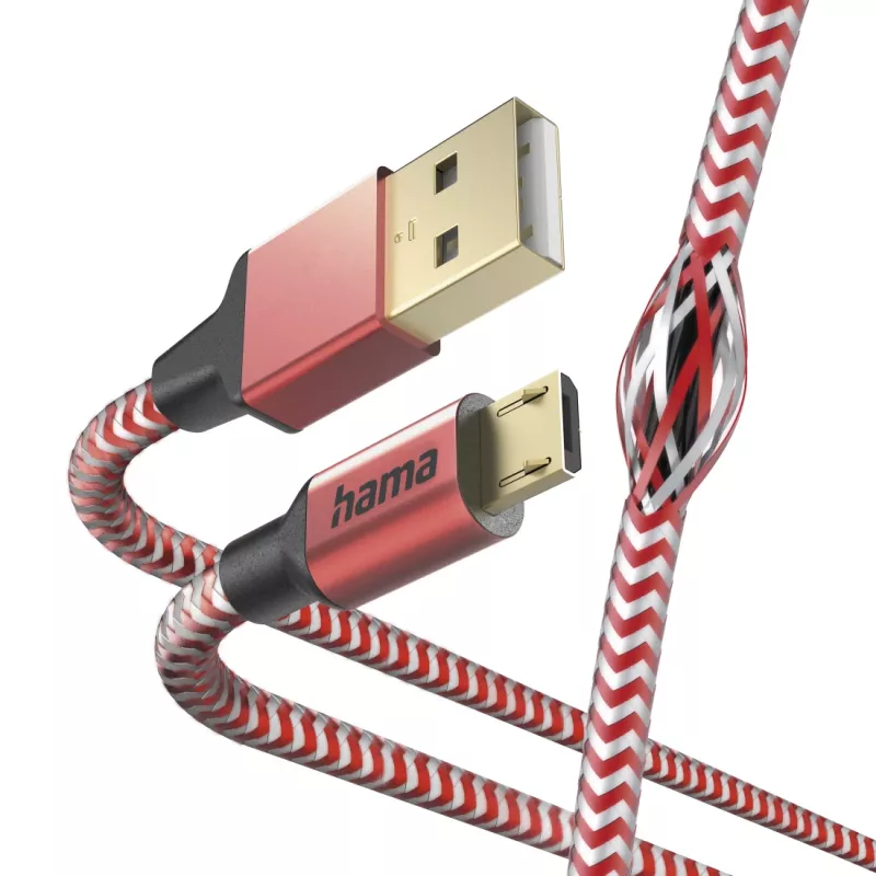 Hama Reflective kabel USB USB 2.0 1,5 m USB A Micro-USB B Czerwony