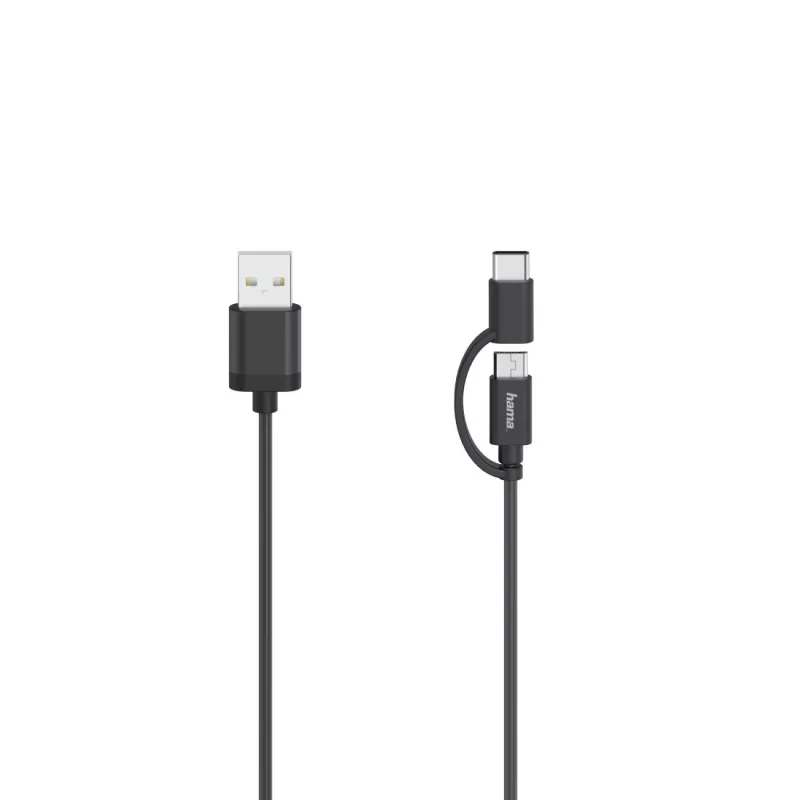 Hama 00200616 Kabel USB USB 2.0 0,75 m USB A USB C/Micro-USB A Czarny