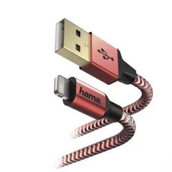 Kabel Hama Reflective 1.5 m czerwony