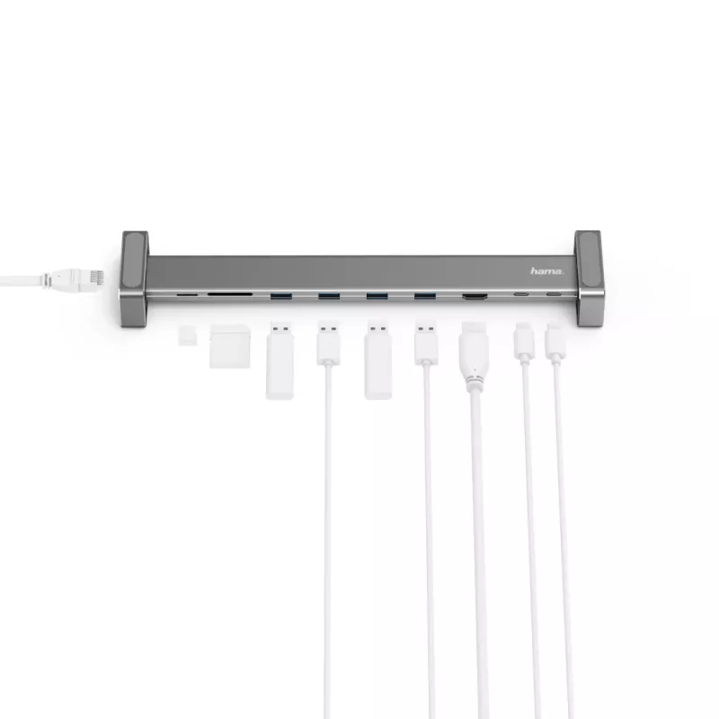 Hama 00200103 stacja dokująca/replikator portów do laptopa USB 3.2 Gen 1 (3.1 Gen 1) Type-C Szary