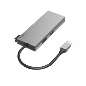 Hama 00200110 stacja dokująca/replikator portów do laptopa USB 3.2 Gen 1 (3.1 Gen 1) Type-C Szary