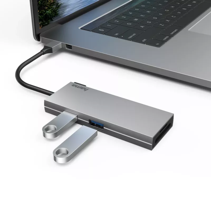 Hama 00200110 stacja dokująca/replikator portów do laptopa USB 3.2 Gen 1 (3.1 Gen 1) Type-C Szary