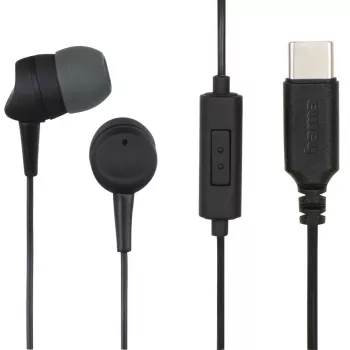 Hama 00184192 zestaw słuchawkowy Przewodowa Douszny Rozmowy/Muzyka USB Typu-C Czarny, Ciemnoszary