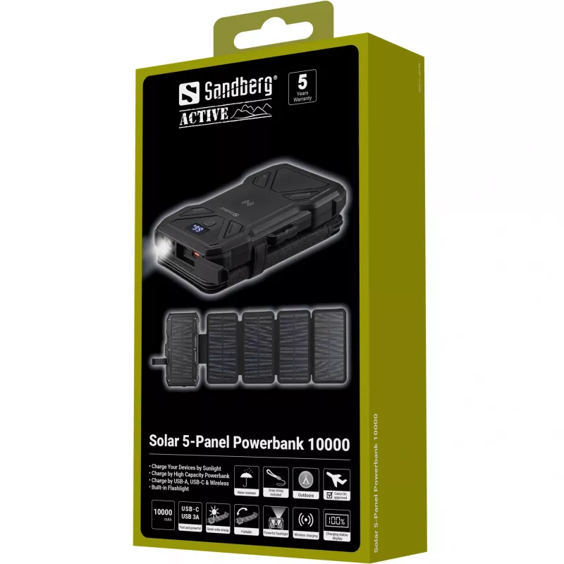 Przenośny powerbank Sandberg Solar 5-Panel 10000 mAh