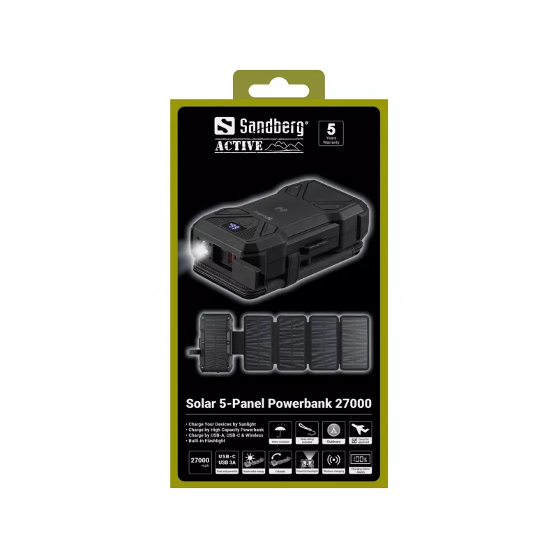 Przenośny powerbank Solarny Sandberg 5-Panel 27000 mAh