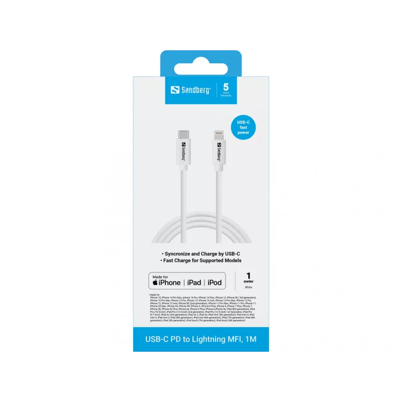 Sandberg USB-C PD do Lightning MFI 1M kabel 1m Lightning USB C