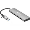 Sandberg USB-C/A do 4xUSB 3.0 Hub Aluminium 5000 Mbit/s
