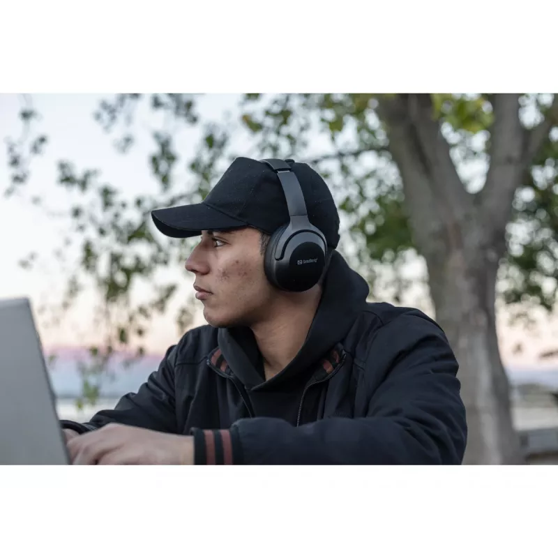Sandberg Wireless Travel Headset ANC+ENC, bezprzewodowy, połączenia/muzyka, 228 g, zestaw słuchawkowy, czarny