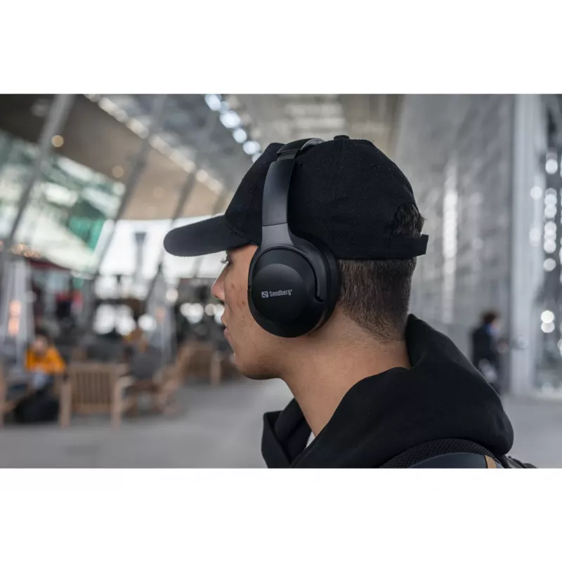 Sandberg Wireless Travel Headset ANC+ENC, bezprzewodowy, połączenia/muzyka, 228 g, zestaw słuchawkowy, czarny