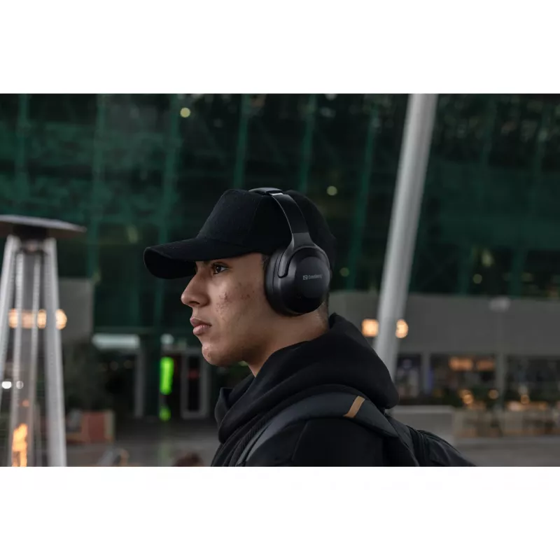 Sandberg Wireless Travel Headset ANC+ENC, bezprzewodowy, połączenia/muzyka, 228 g, zestaw słuchawkowy, czarny