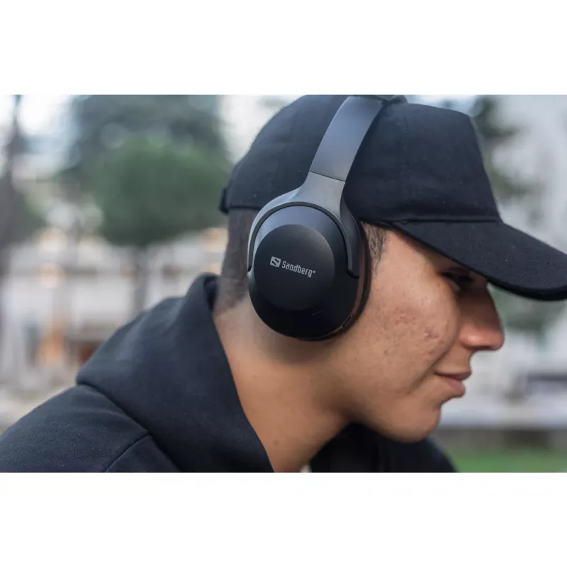 Sandberg Wireless Travel Headset ANC+ENC, bezprzewodowy, połączenia/muzyka, 228 g, zestaw słuchawkowy, czarny