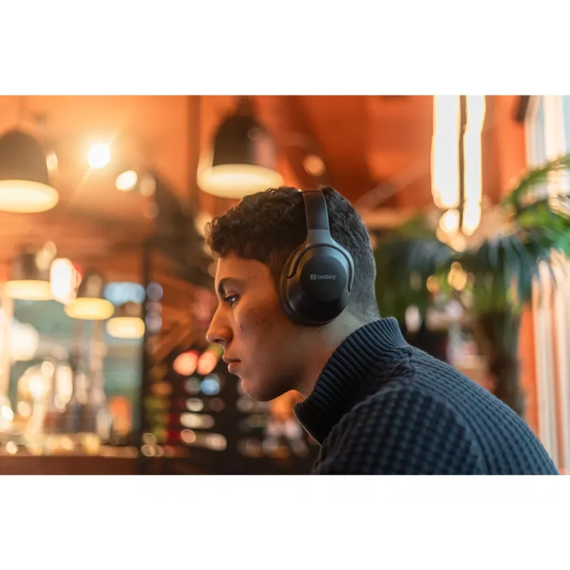 Sandberg Wireless Travel Headset ANC+ENC, bezprzewodowy, połączenia/muzyka, 228 g, zestaw słuchawkowy, czarny