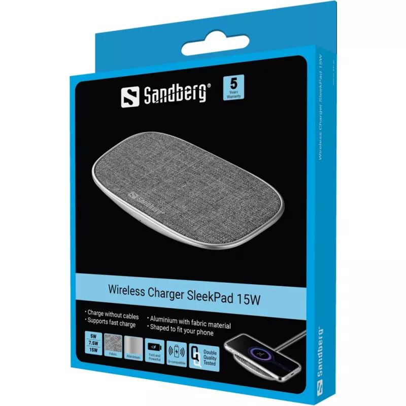 Ładowarka bezprzewodowa Sandberg SleekPad 15W wewnętrzna USB uniwersalna