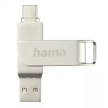 Hama C-Rotate Pro Pamięć USB 128 GB USB Typ-A / USB Typ-C 3.2 Gen 1 (3.1 Gen 1) Srebrny