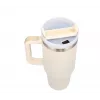 Kubek podróżny Extralink Czarny Forest 1200 ml beżowy — kubek termiczny ze słomką i uchwytem