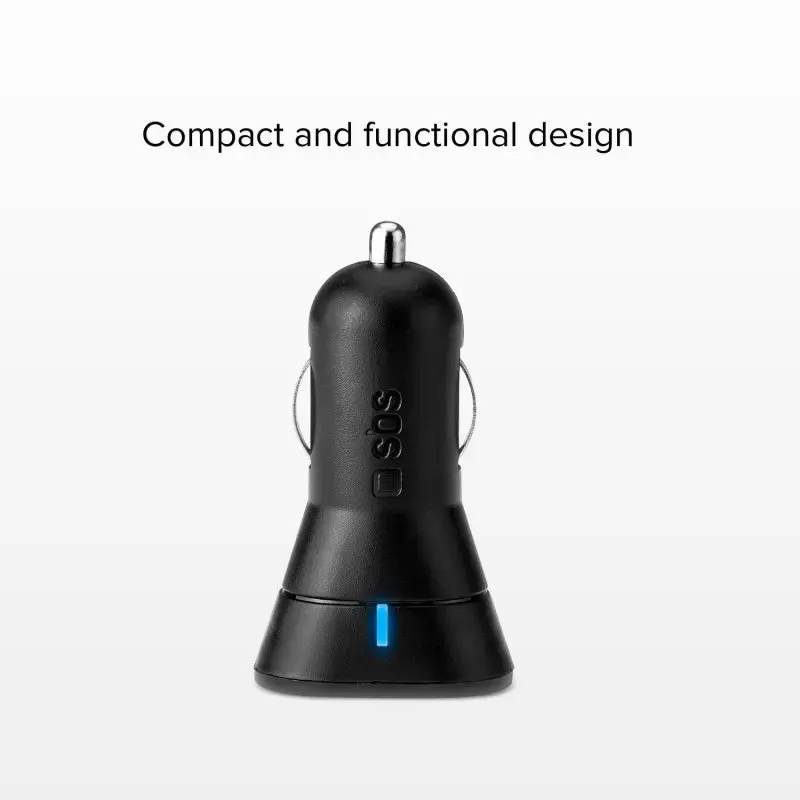 Ładowarka samochodowa SBS Mobile TECR2USB24AFAST — Automatyczna ładowarka USB, zasilanie z gniazda zapalniczki, uniwersalna, czarna