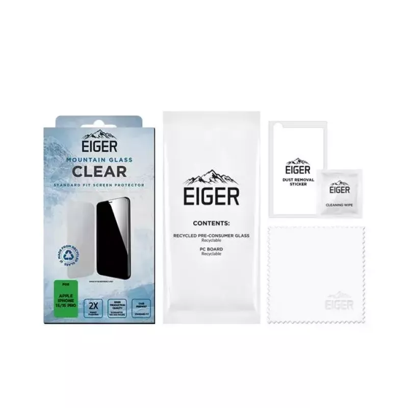 Szkło hartowane Ochrona ekranu EIGER Mountain Glass Clear iPhone 15/15 Pro