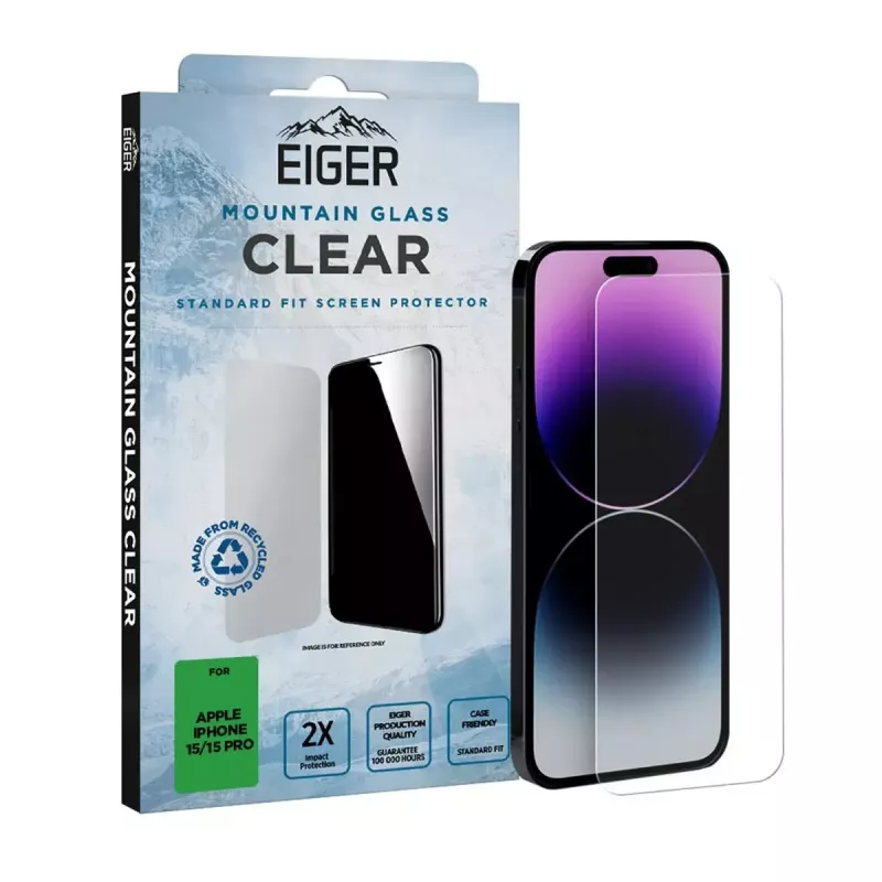 Szkło hartowane Ochrona ekranu EIGER Mountain Glass Clear iPhone 15/15 Pro