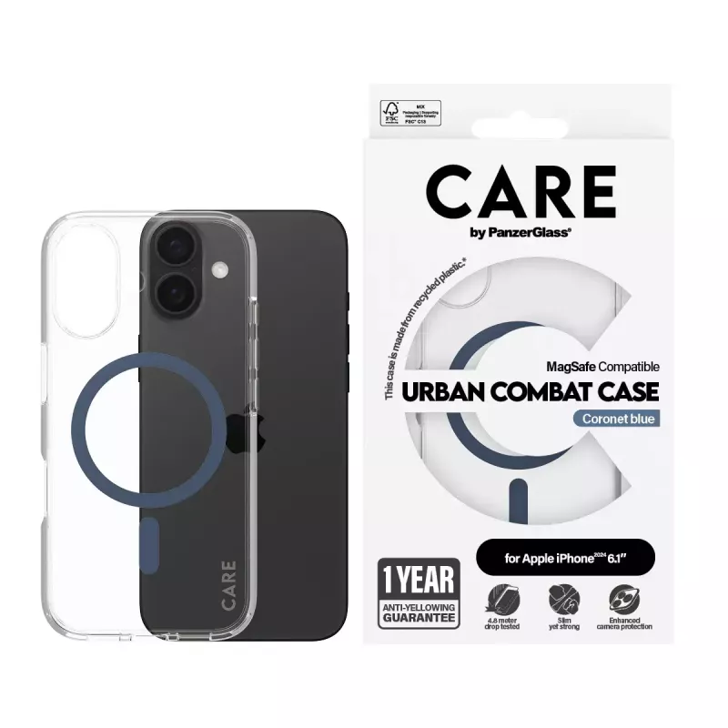 Cover PanzerGlass CARE by Flagship etui Transparent Urban Combat niebieski MagSafe iPhone '24 6.1 inch