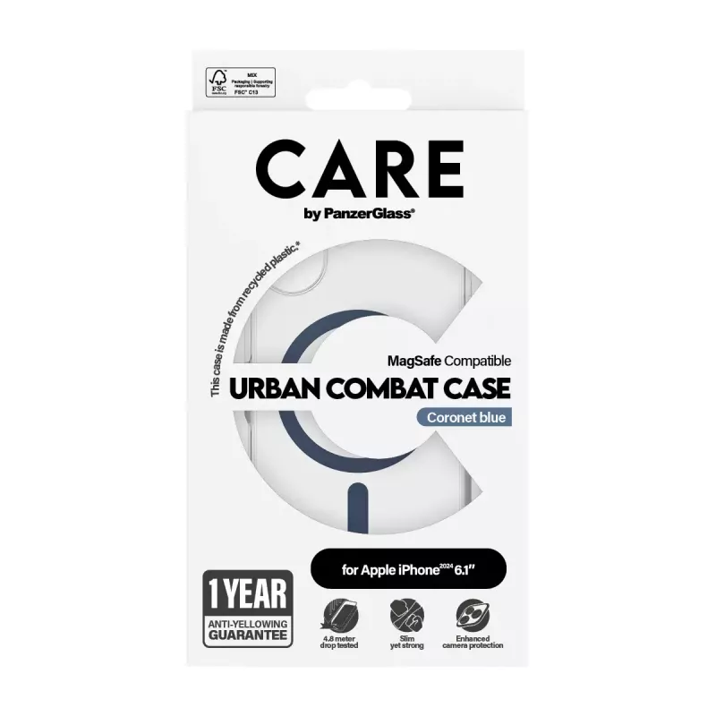 Cover PanzerGlass CARE by Flagship etui Transparent Urban Combat niebieski MagSafe iPhone '24 6.1 inch