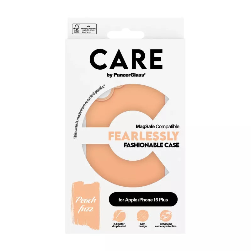 Cover PanzerGlass CARE by ® modne etui Peachy w. MagSafe iPhone 16 Plus Transparent