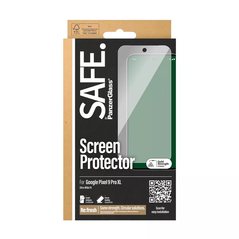PanzerGlass SAFE. by ® Google Pixel 9 Pro XL Ultra-Wide Fit ochrona ekranu Scratch Shock Resistant