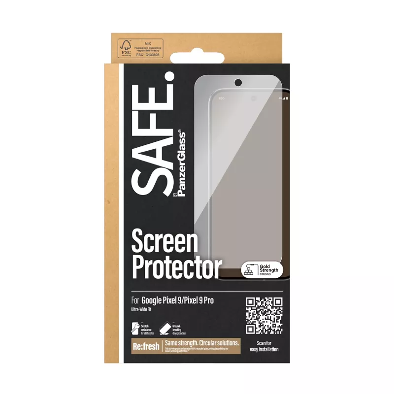 Ochrona ekranu PanzerGlass SAFE. by ® Google Pixel 9 | 9 Pro Ultra-Wide Fit Scratch Shock Resistant