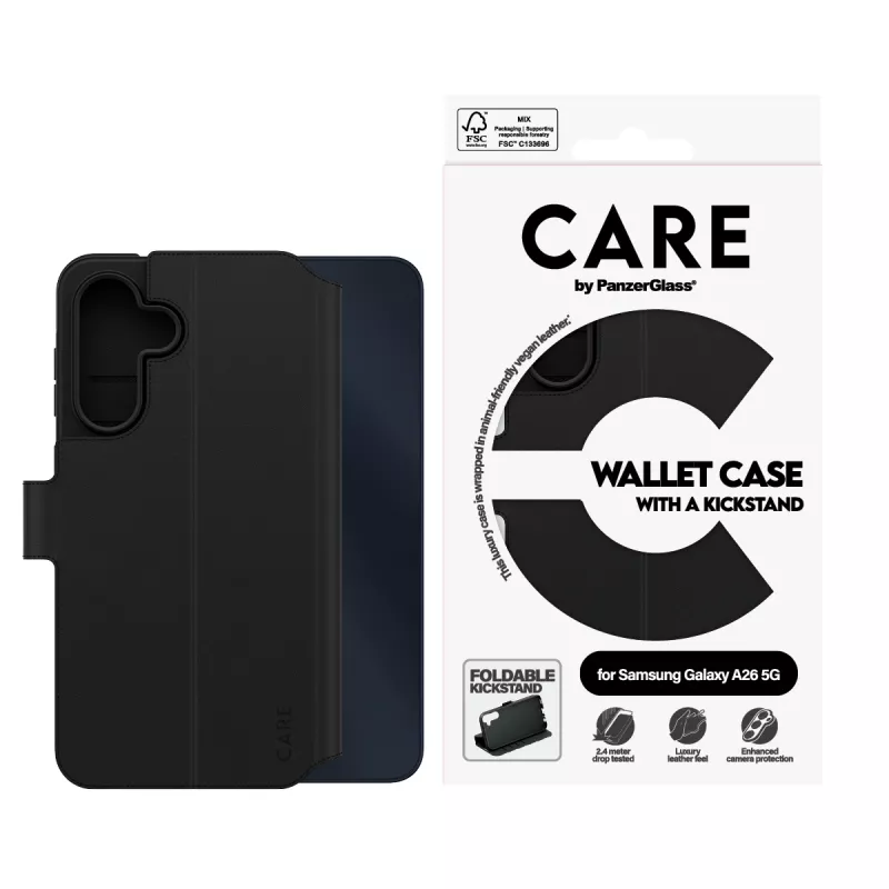 Etui Portfelowe PanzerGlass Samsung Galaxy A26 5G Czarny z podstawką