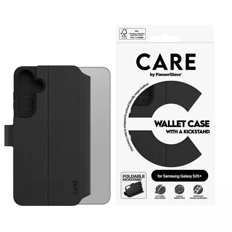 Etui Portfel PanzerGlass Samsung Galaxy S25+ Transparentne ze Stojakiem