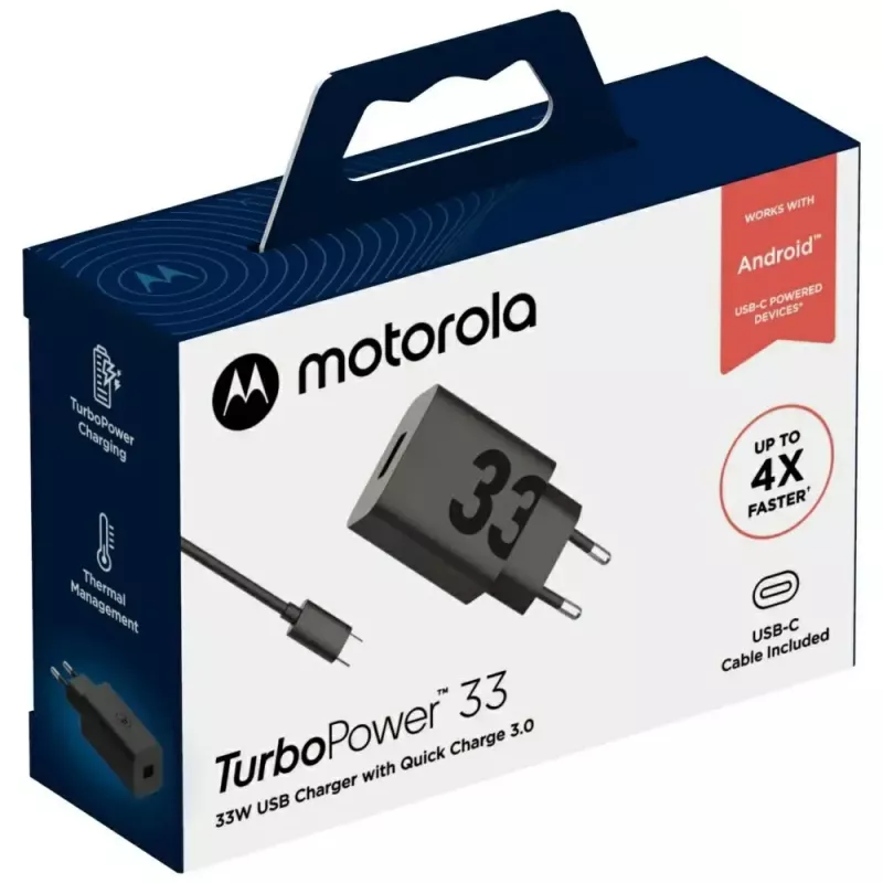 Motorola TurboPower 33 W – ładowarka sieciowa USB-A na USB-C ze zintegrowanym kablem