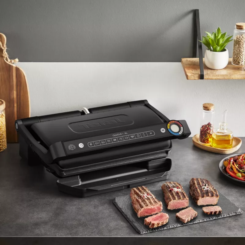 Grill kontaktowy Tefal Optigrill+ XL GC727810 2000W, prostokątny, regulowany termostat, czarny, 445×365×175mm