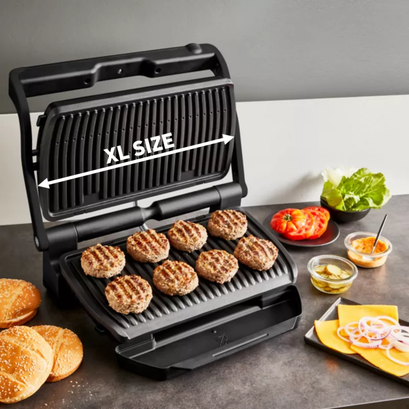 Grill kontaktowy Tefal Optigrill+ XL GC727810 2000W, prostokątny, regulowany termostat, czarny, 445×365×175mm