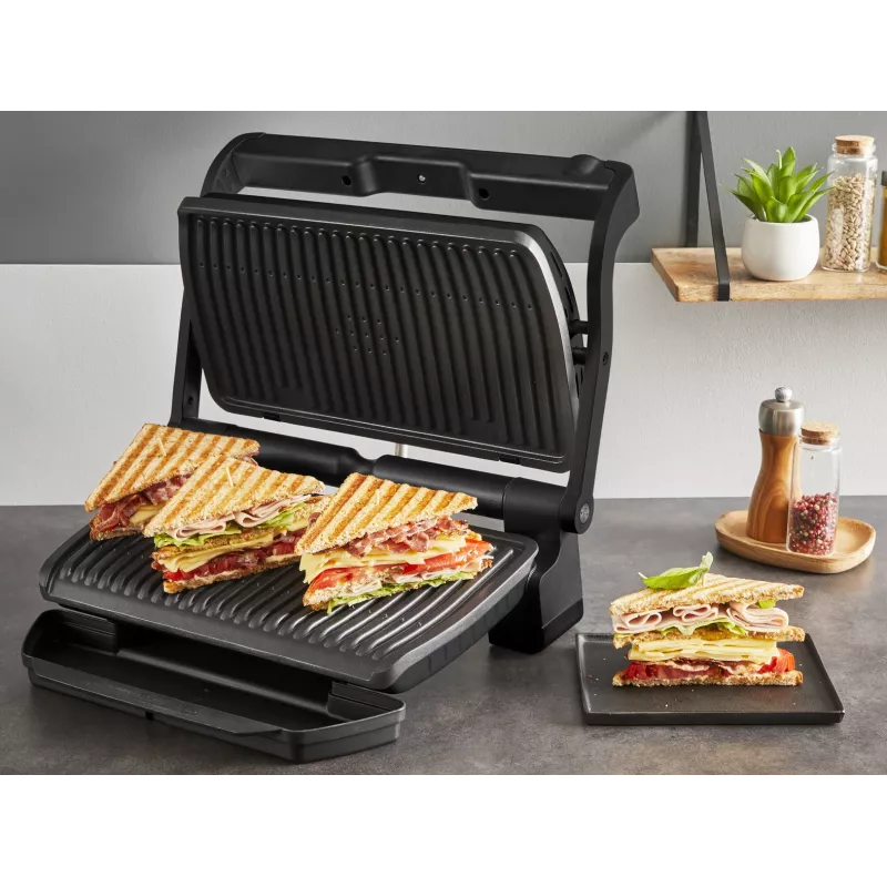 Grill kontaktowy Tefal Optigrill+ XL GC727810 2000W, prostokątny, regulowany termostat, czarny, 445×365×175mm
