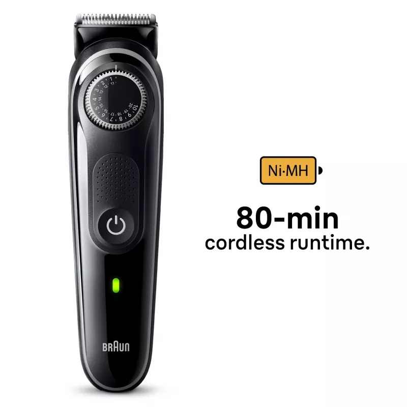 Braun BeardTrimmer 3 Trymer do Brody 3 BT3440, Zmywalny, Zasilany bateriami, Czarny