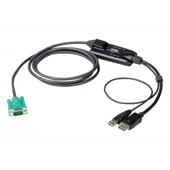 ATEN DisplayPort Console Converter, 1,8 m, USB, DisplayPort, Czarny, USB Typ A + DisplayPort, SPHD-15