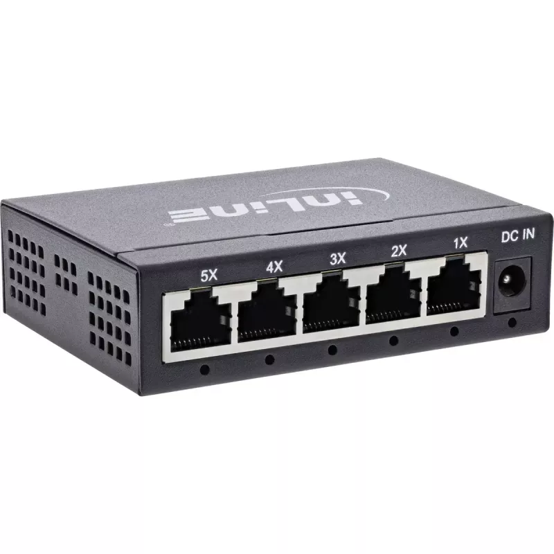 InLine przełącznik sieciowy Gigabit 5-portowy, 1 Gb/s, desktop, metalowa obudowa, bez wentylatora
