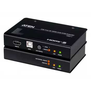 Przedłużacz AV KVM ATEN CE801 — USB True 4K HDMI przez Cat6 (4K @ 70 m / FHD @ 100 m), HDMI i USB typu A, czarny