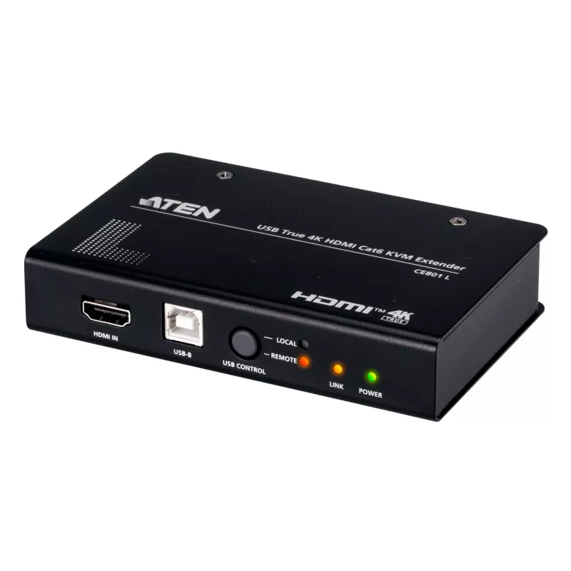 Przedłużacz AV KVM ATEN CE801 — USB True 4K HDMI przez Cat6 (4K @ 70 m / FHD @ 100 m), HDMI i USB typu A, czarny